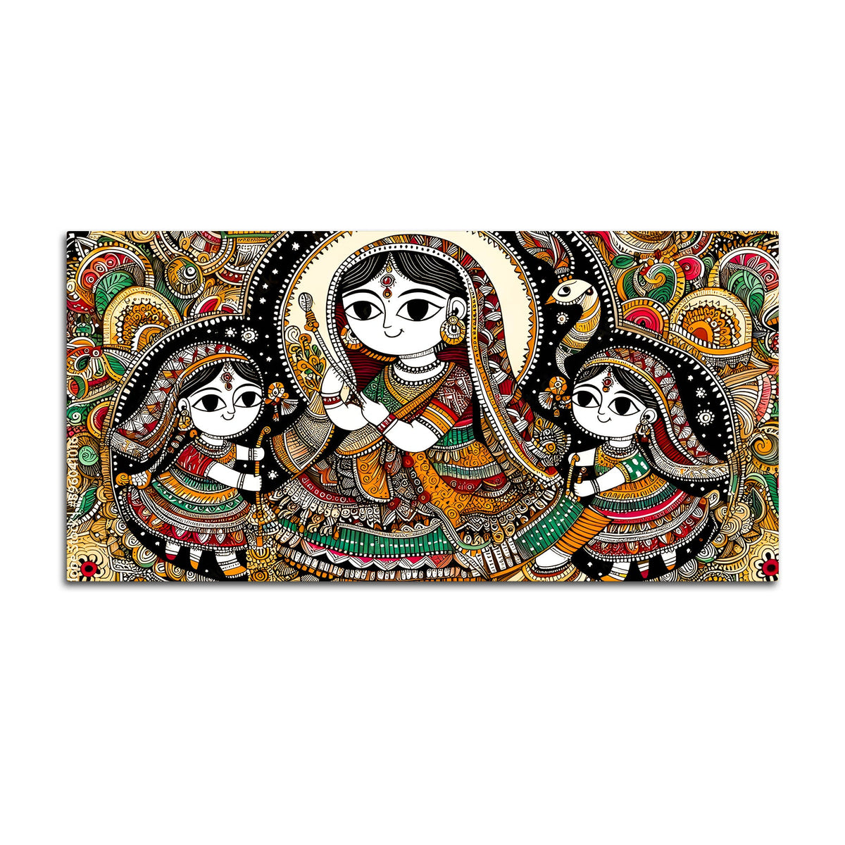 Madhubani Women Theme Canvas Painting | Ethnic Indian Wall Painting
