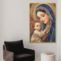 Madonna and Child Floating Frame Crystal Wall Painting