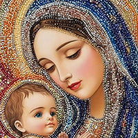 Madonna and Child Floating Frame Crystal Wall Painting