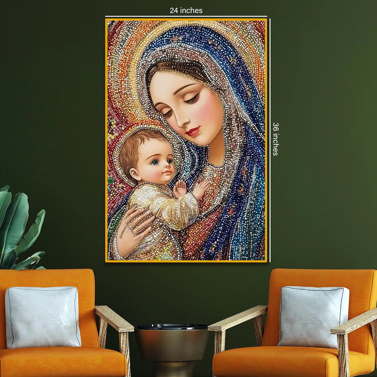 Madonna and Child Floating Frame Crystal Wall Painting
