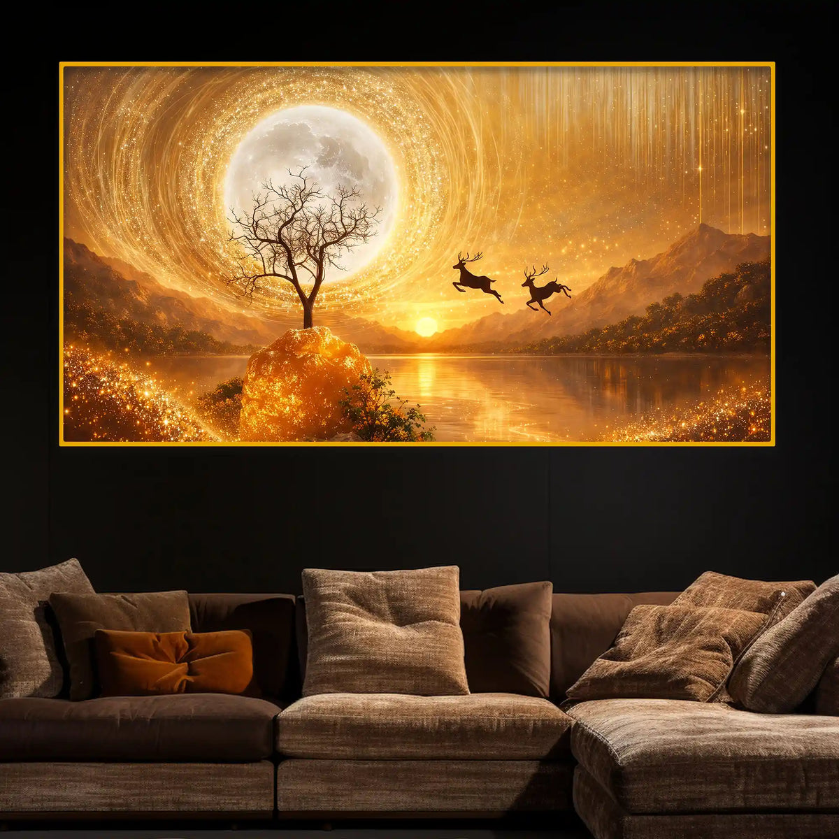 Magical Moonlight Crystal Glass Painting for Home Décor