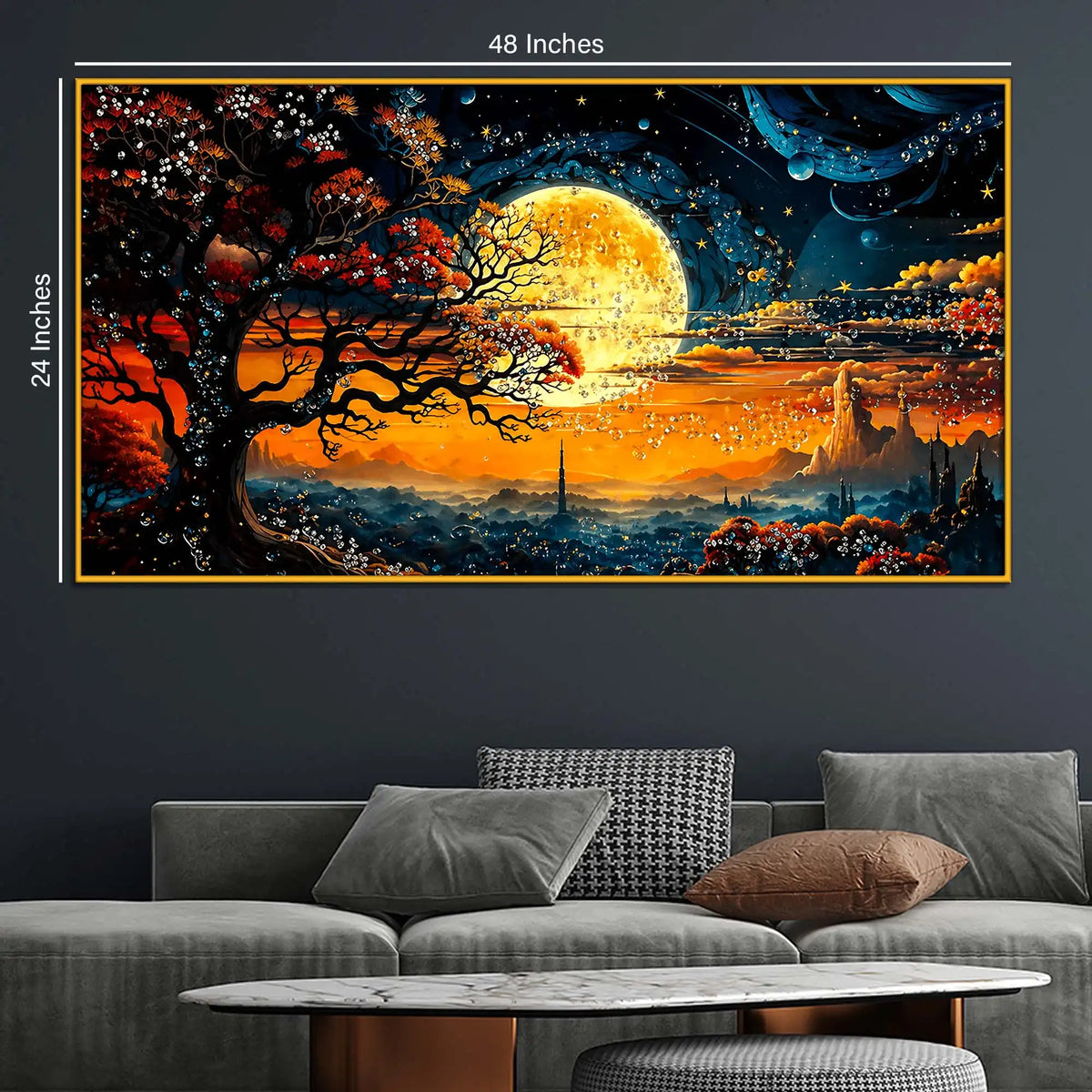 Magical Night Sky Floating Frame Crystal Wall Painting