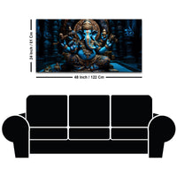 Maha Ganesh in Sacred Blue Premium Canvas Wall Painting for Living Room & Pooja Space – Modern Religious Wall Decor