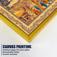 Maha Kumbh Mela on Ganga Ghat Border Canvas Wall Painting