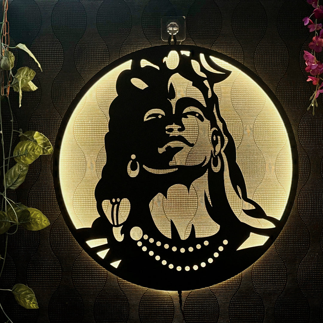 Mahadev Shiva Face LED Wall Frame for Living Room Wall Decor
