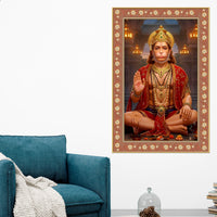 Mahavira Hanuman Floral Border Vertical Wall Painting
