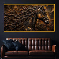 Majestic Black Horse Floating Frame Crystal Wall Painting