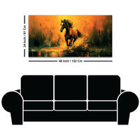 Majestic Black Running Horse Abstract Stallion Canvas Wall Painting