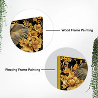 Majestic Elephant Head with Golden Flowers Luxury Canvas Wall Painting