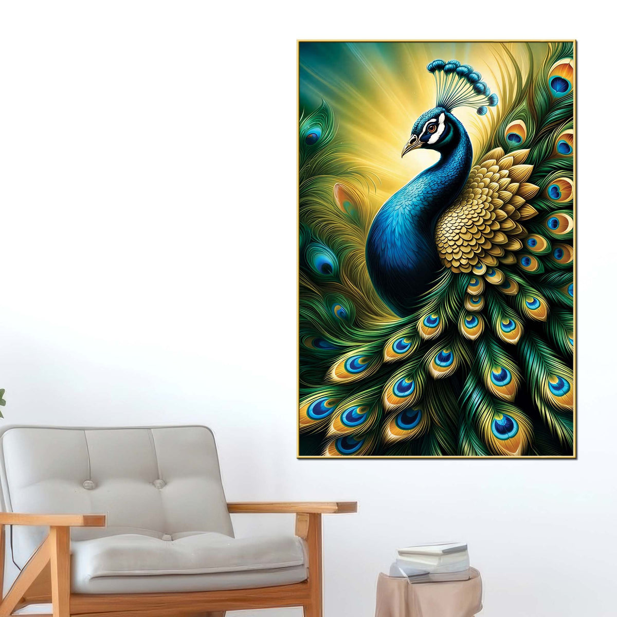 Majestic Peacock Canvas Painting | Modern Bird Wall Art