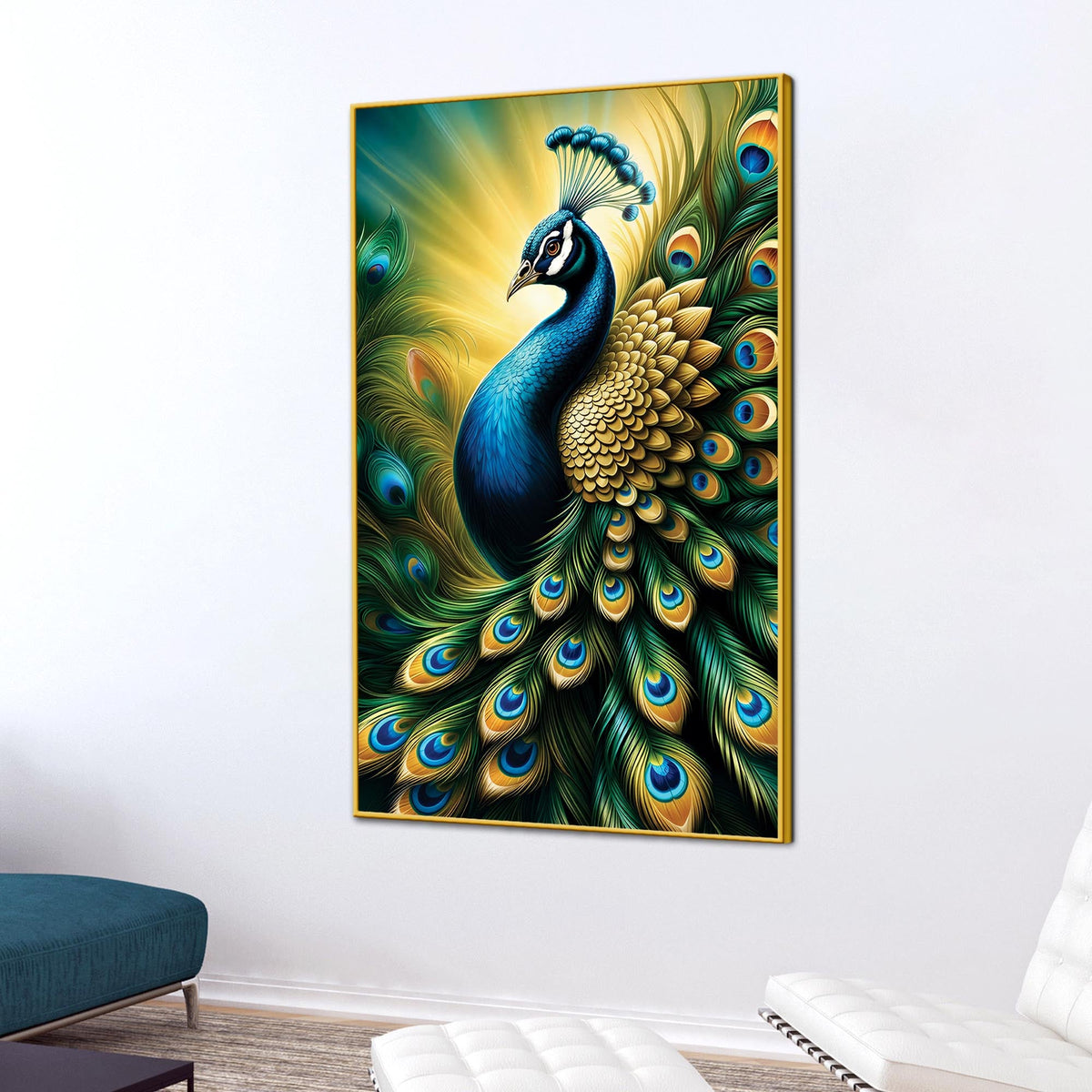 Majestic Peacock Canvas Painting | Modern Bird Wall Art