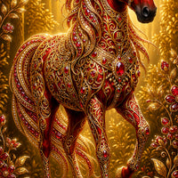 Majestic Red Horse Floating Frame Crystal Wall Painting