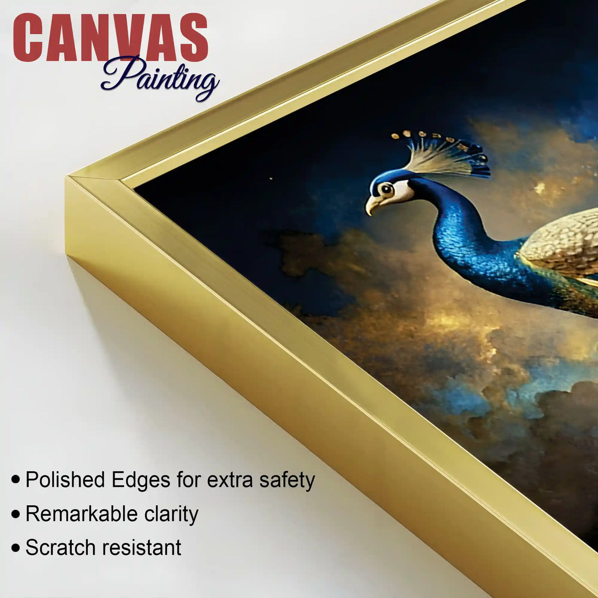 Majestic Royal Peacock in Lotus Garden Under Starlit Canvas Wall Painting