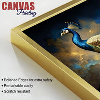 Majestic Royal Peacock in Lotus Garden Under Starlit Canvas Wall Painting