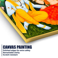 Majestic Shree Radha Krishna Garden Scene Canvas Wall Painting