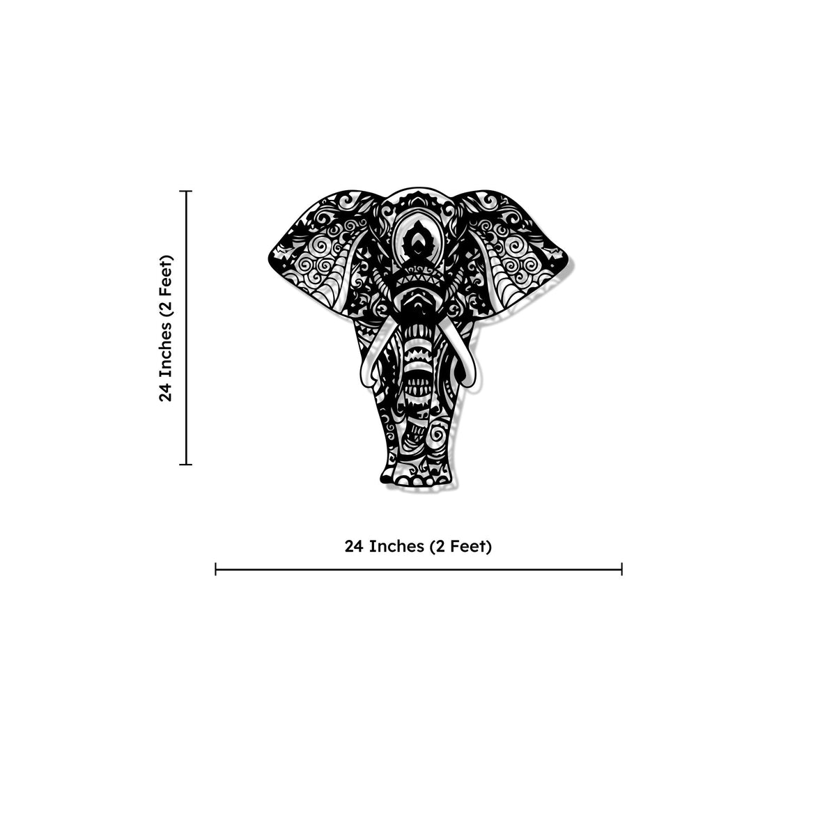 Mandala Pattern Elephant Design Metal Art Wall Decor