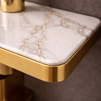 Marble Console Table with Layered Gold Pedestal