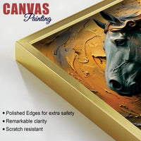Masculine Royal Black Horse with Flowing Golden Mane Canvas Wall Painting
