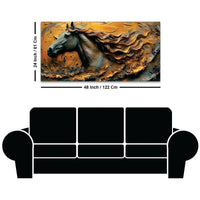 Masculine Royal Black Horse with Flowing Golden Mane Canvas Wall Painting