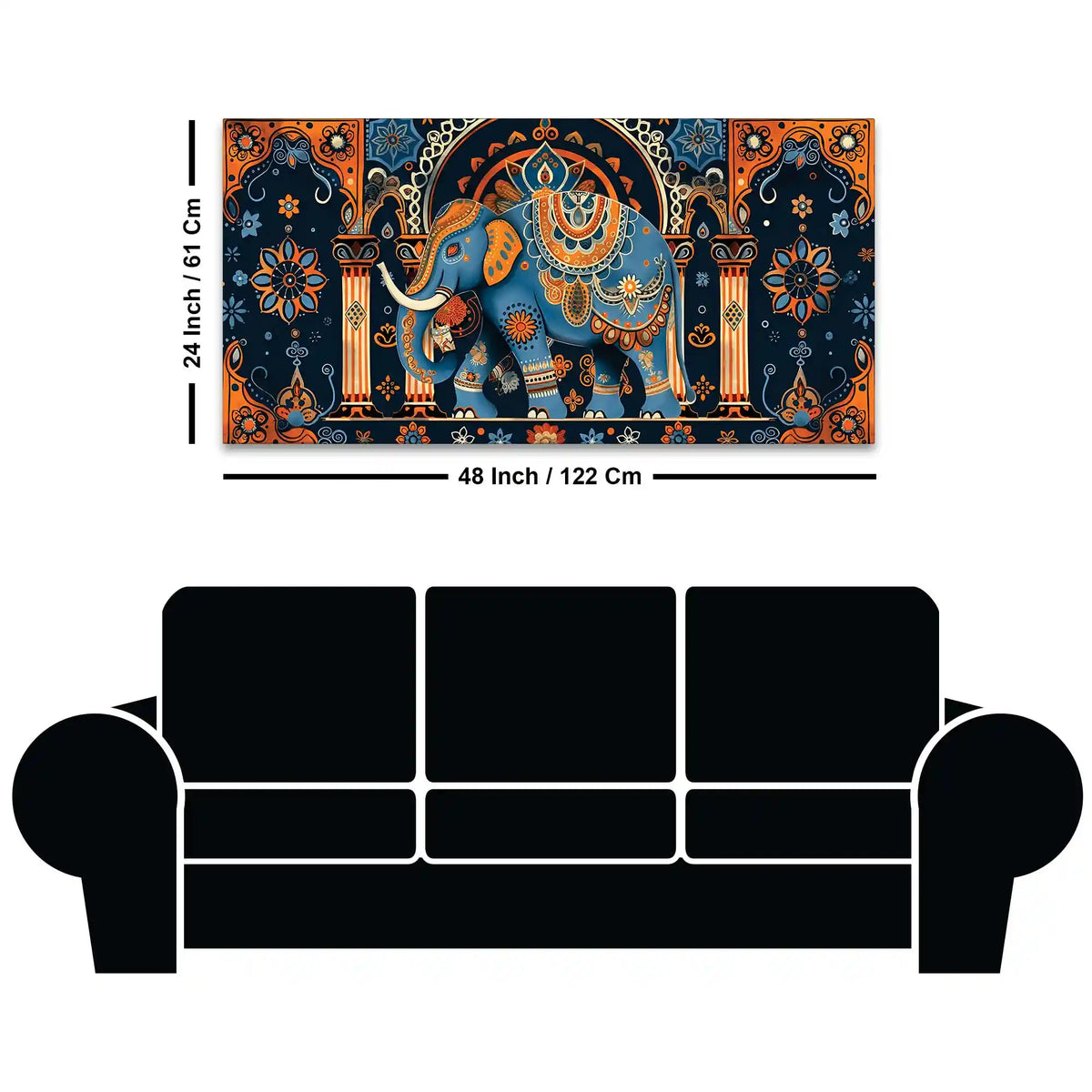 Mesmeric Elephant Mandala Art Traditional Indian Canvas Wall Painting