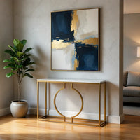Metallic Ring Console Table with White Marble Table Top