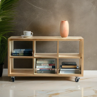 Minimal Wooden Console Table with Open Shelves