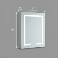 Minimalist Mirror Cabinet with Vertical Light Strips and Storage