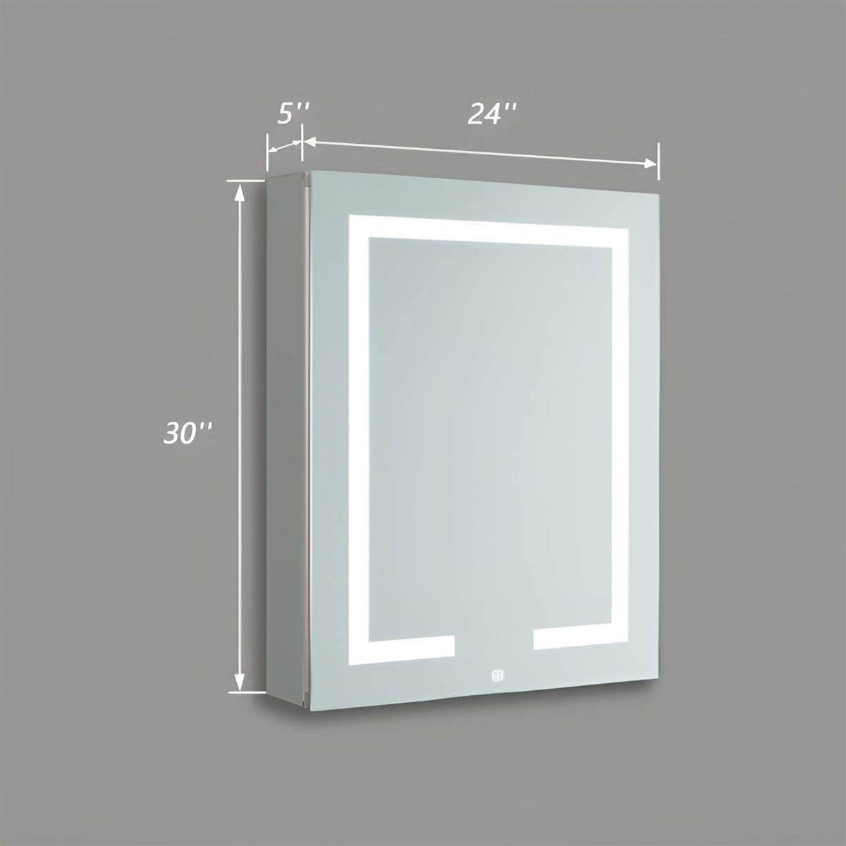 Minimalist Mirror Cabinet with Vertical Light Strips and Storage