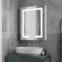 Minimalist Mirror Cabinet with Vertical Light Strips and Storage