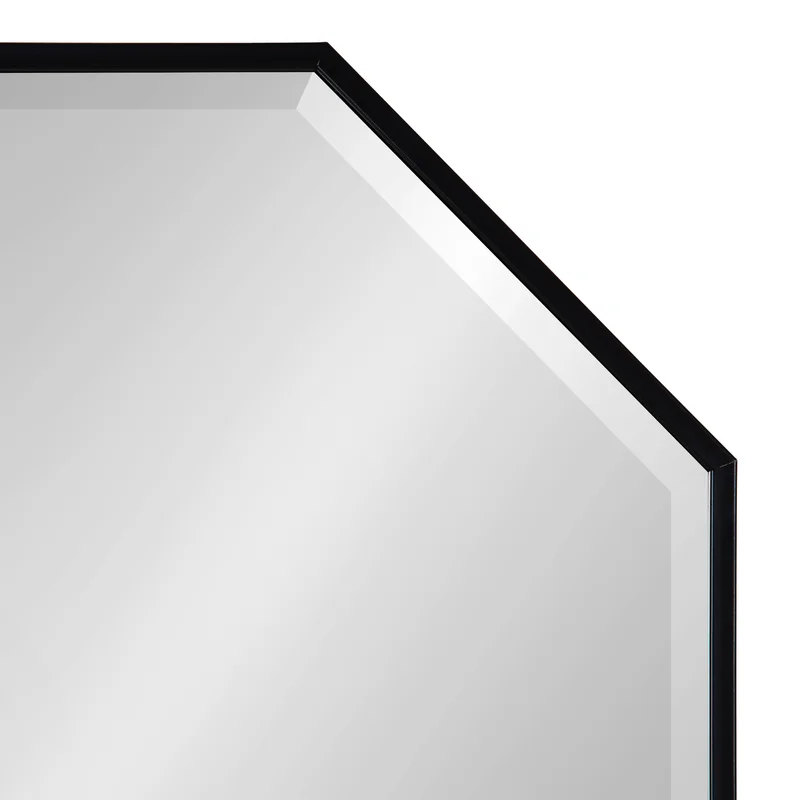 Minimalist Octagon Artistic Black Framed Metal Finish Bathroom Mirror
