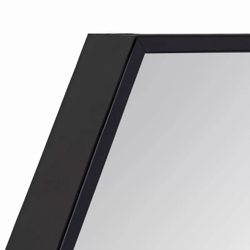 Minimalist Octagon Artistic Black Framed Metal Finish Bathroom Mirror