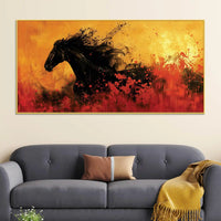 Modern Abstract Black Horse Canvas Painting