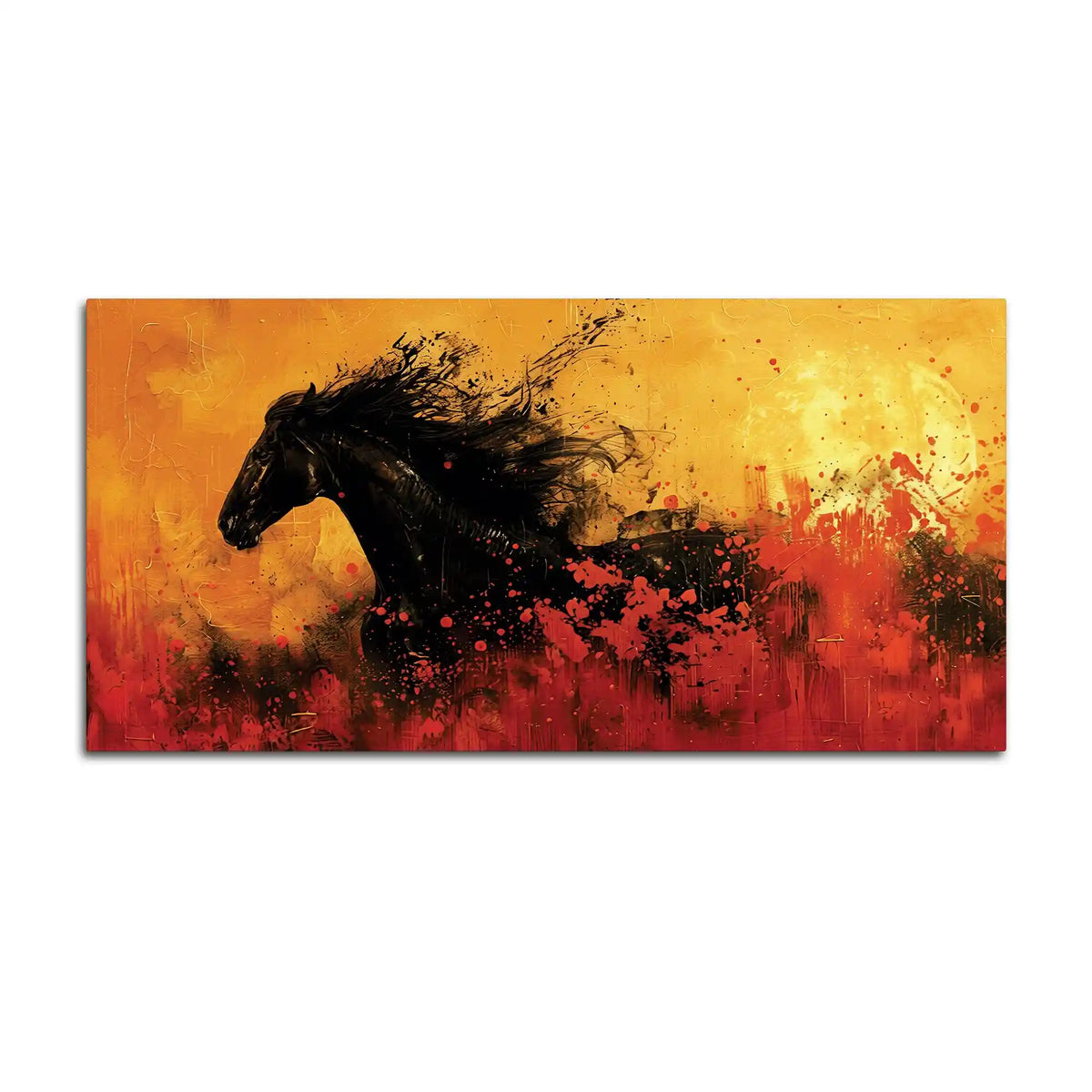 Modern Abstract Black Horse Canvas Painting