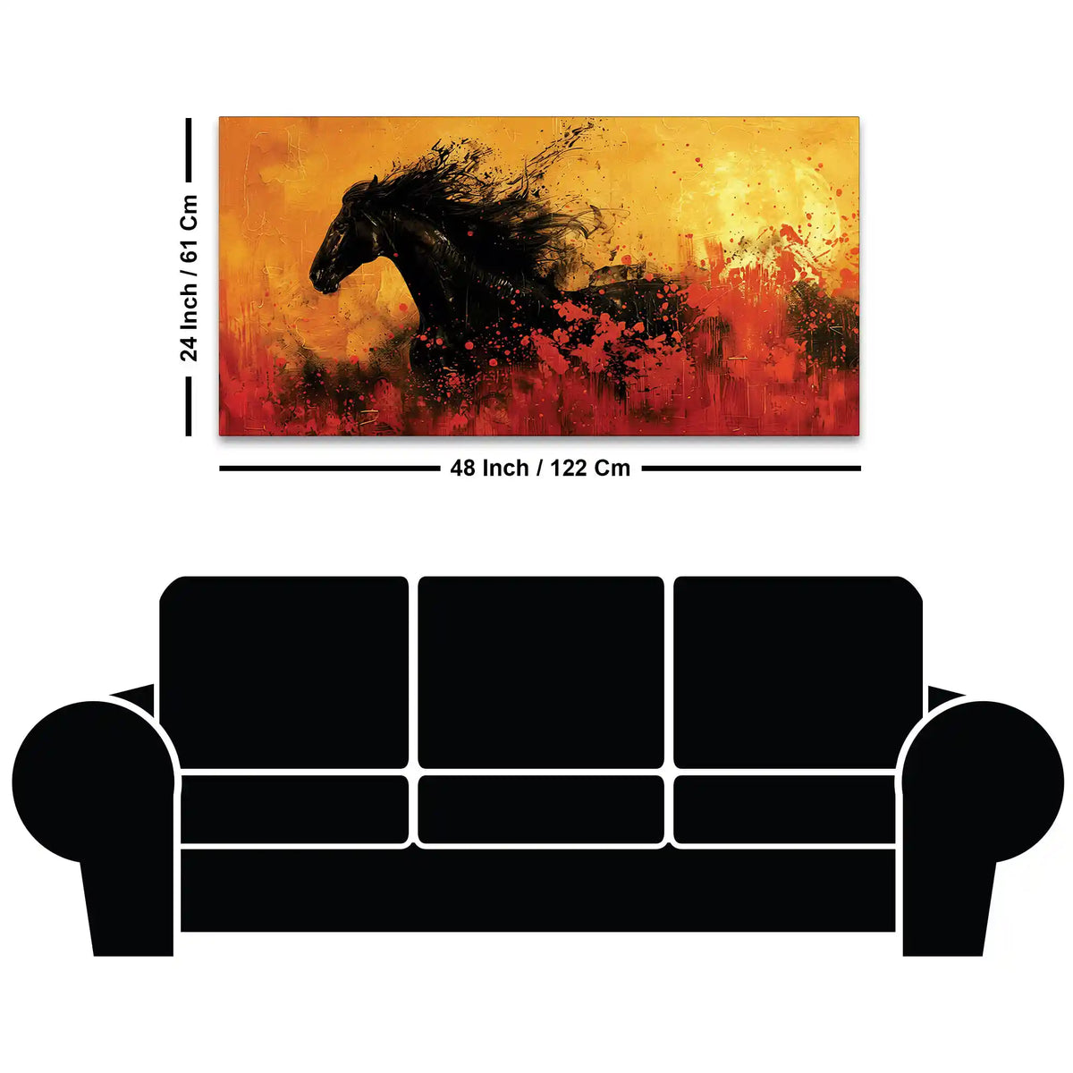 Modern Abstract Black Horse Canvas Painting