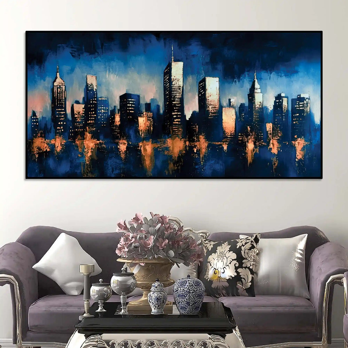 Modern Abstract City Canvas Painting for Home Décor