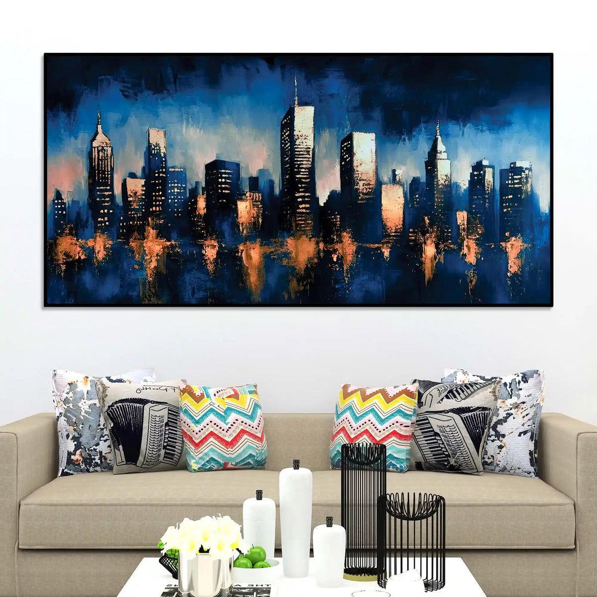 Modern Abstract City Canvas Painting for Home Décor
