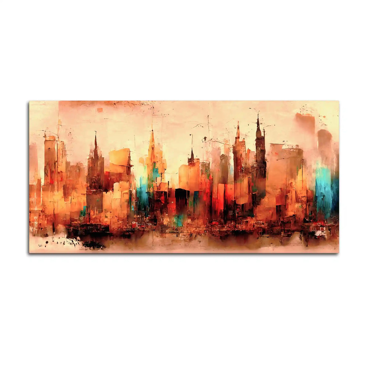 Modern Abstract City Skyline Canvas Painting for Stylish Interiors