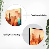 Modern Abstract City Skyline Canvas Painting for Stylish Interiors