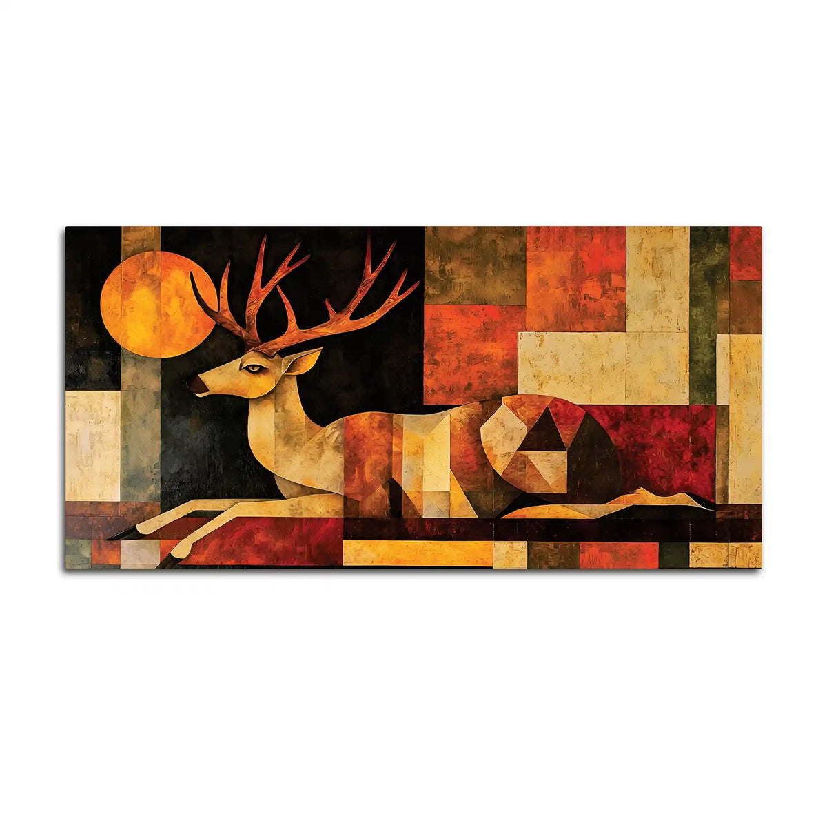Modern Abstract Deer Canvas Painting for Living Room Wall Decor