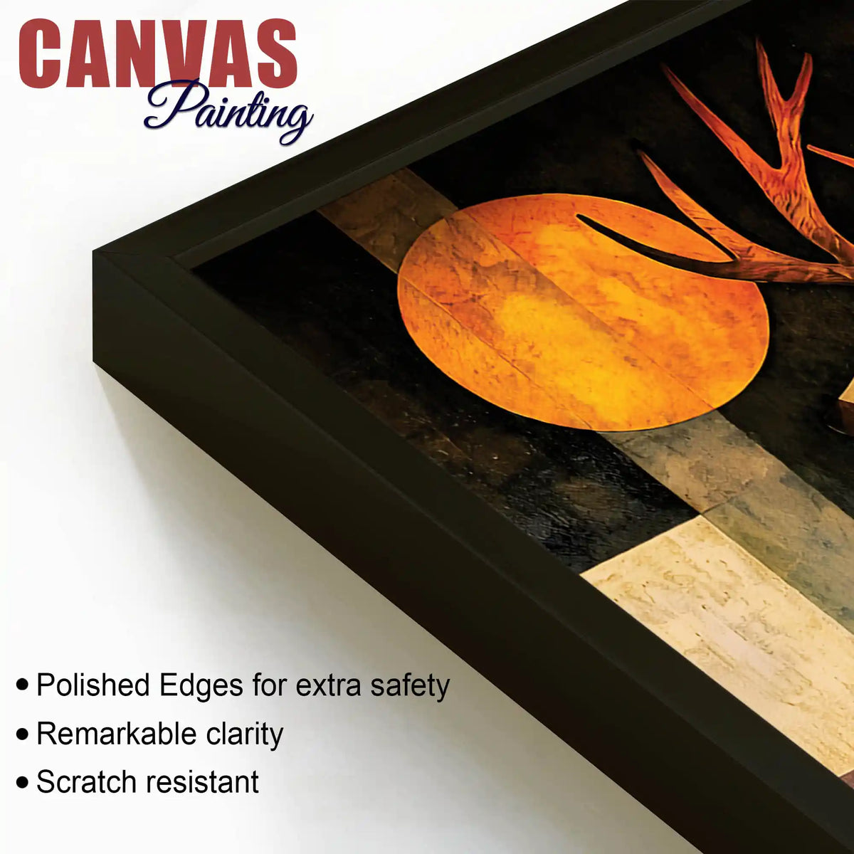 Modern Abstract Deer Canvas Painting for Living Room Wall Decor