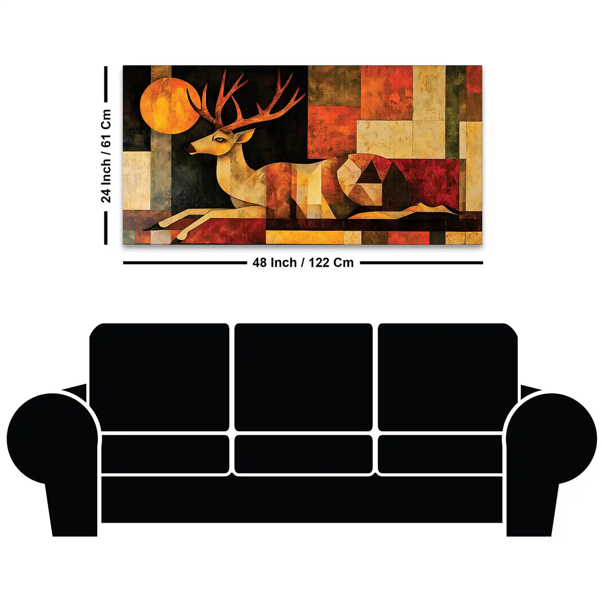 Modern Abstract Deer Canvas Painting for Living Room Wall Decor