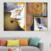 Modern Abstract Marble and Wood Texture Acrylic Floating Wall Painting Set of 2