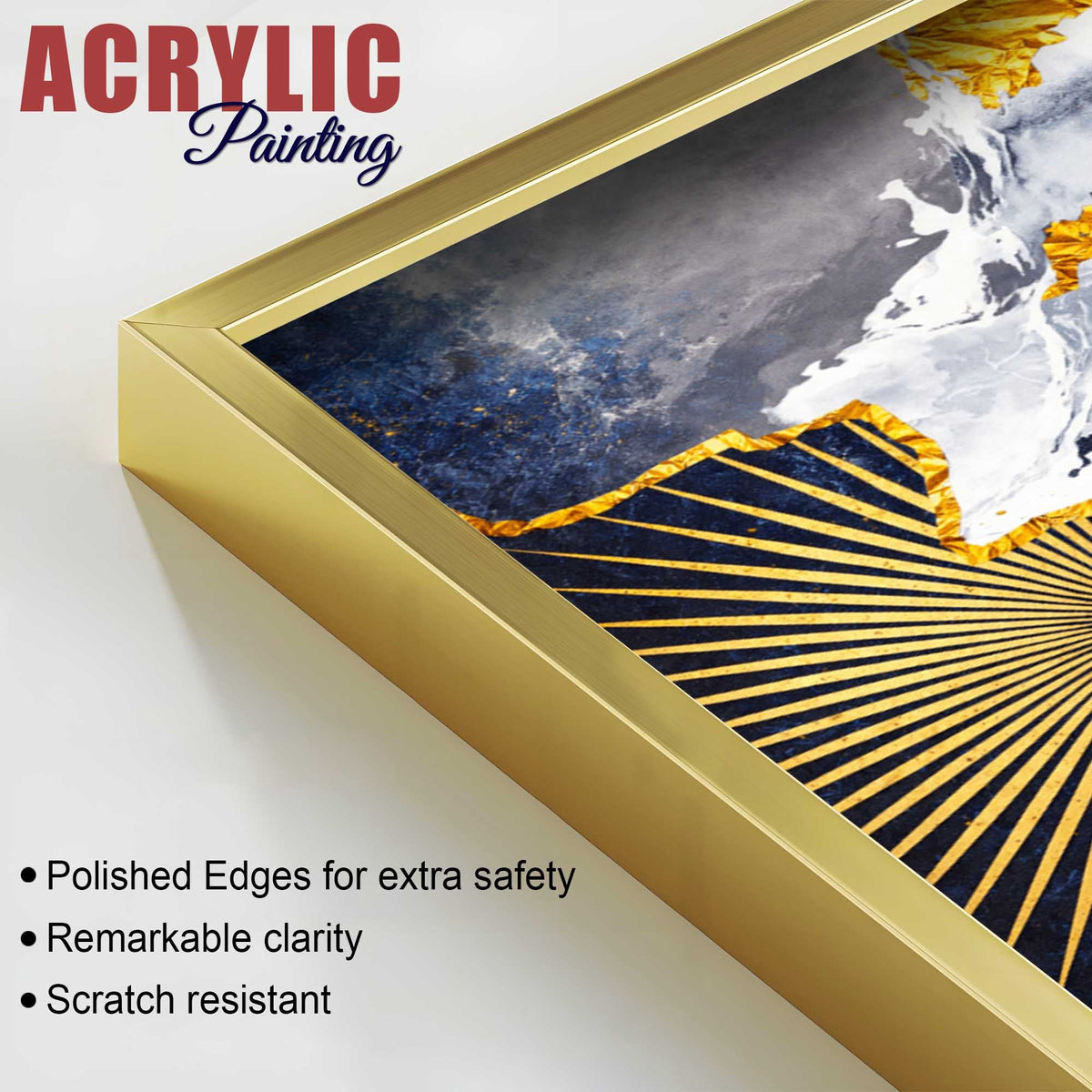 Modern Abstract Marble and Wood Texture Acrylic Floating Wall Painting Set of 2