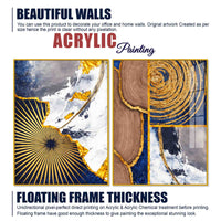 Modern Abstract Marble and Wood Texture Acrylic Floating Wall Painting Set of 2