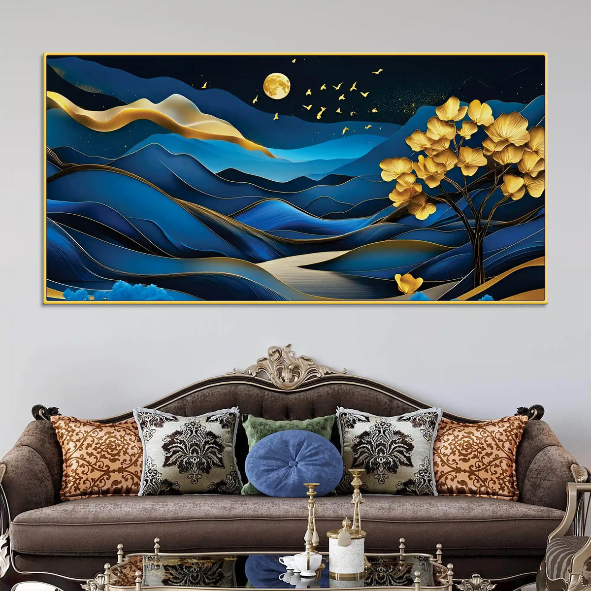 Modern Abstract Mountain Canvas Painting for Living Room Décor