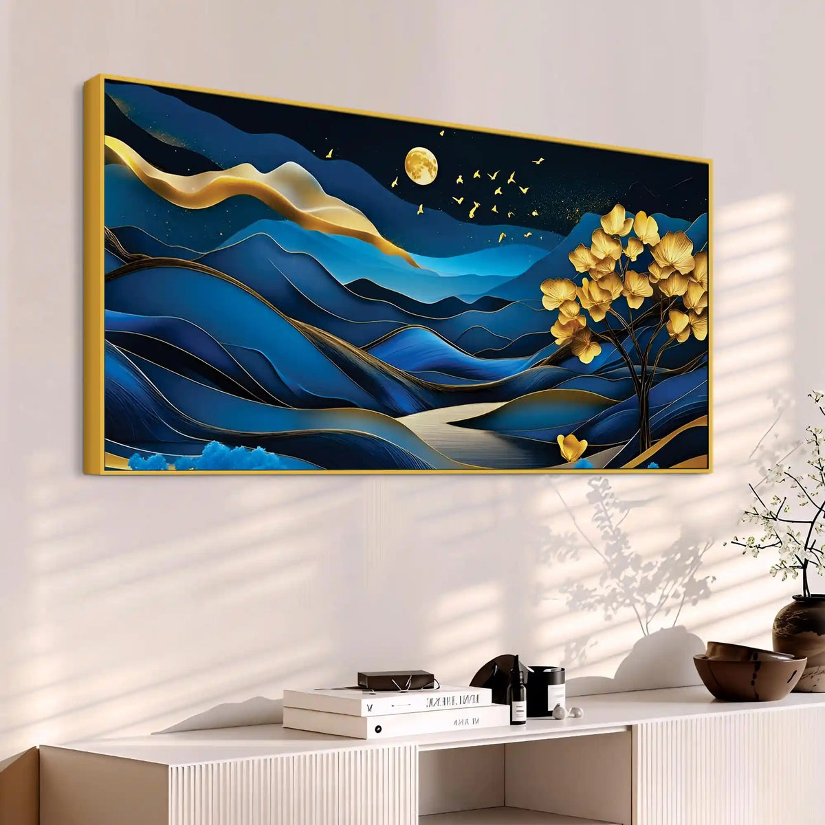 Modern Abstract Mountain Canvas Painting for Living Room Décor