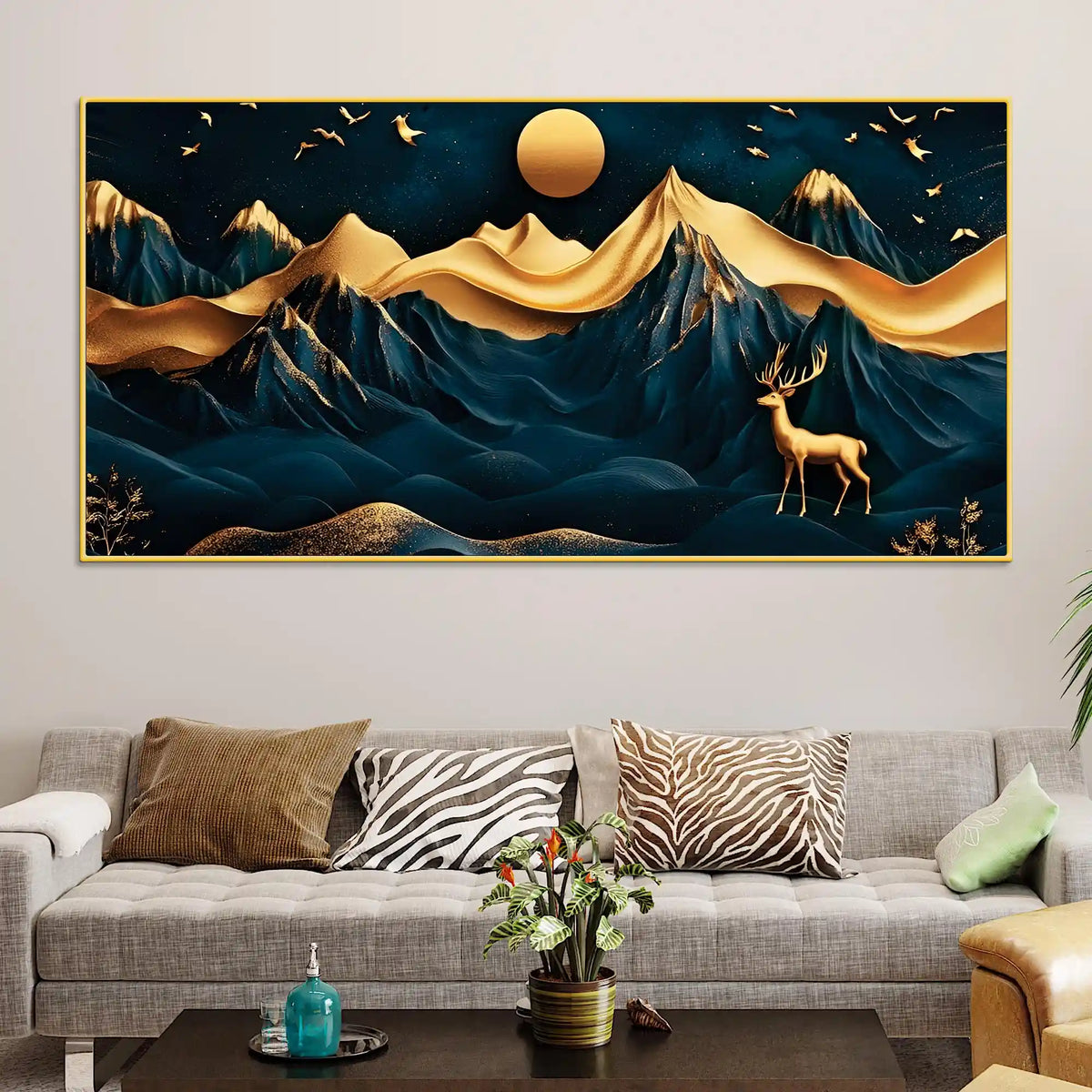 Modern Abstract Mountain Canvas Painting for Luxury Decor