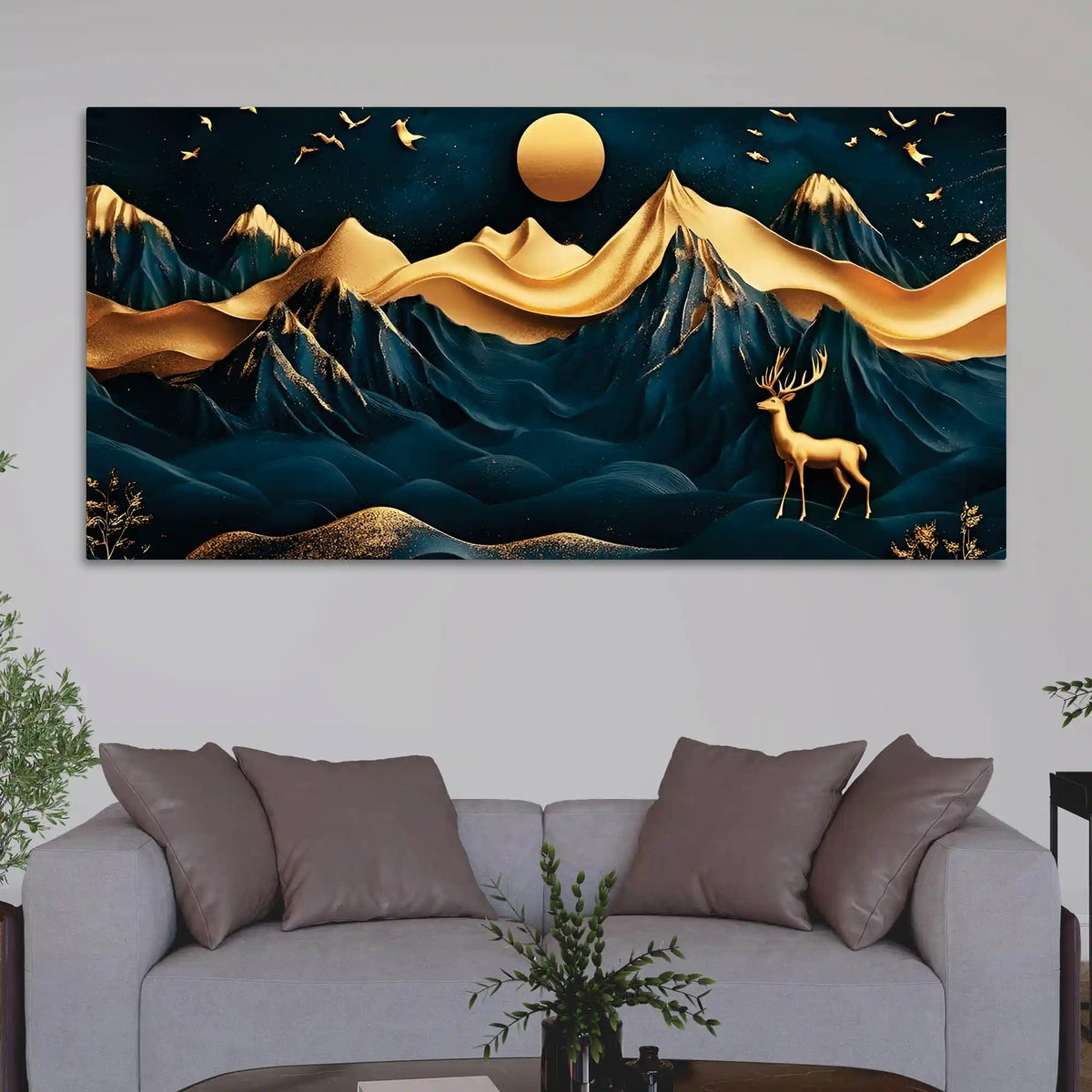 Modern Abstract Mountain Canvas Painting for Luxury Decor