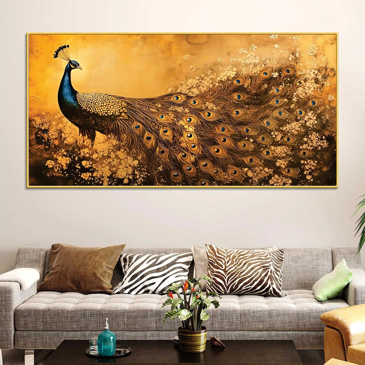 Modern Abstract Peacock Canvas Painting for Wall Decor