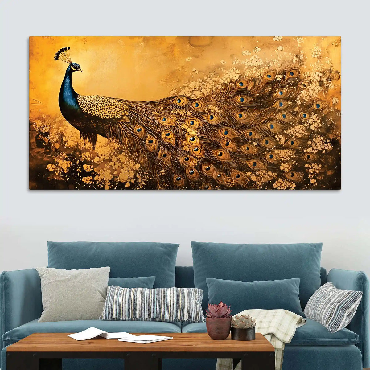Modern Abstract Peacock Canvas Painting for Wall Decor